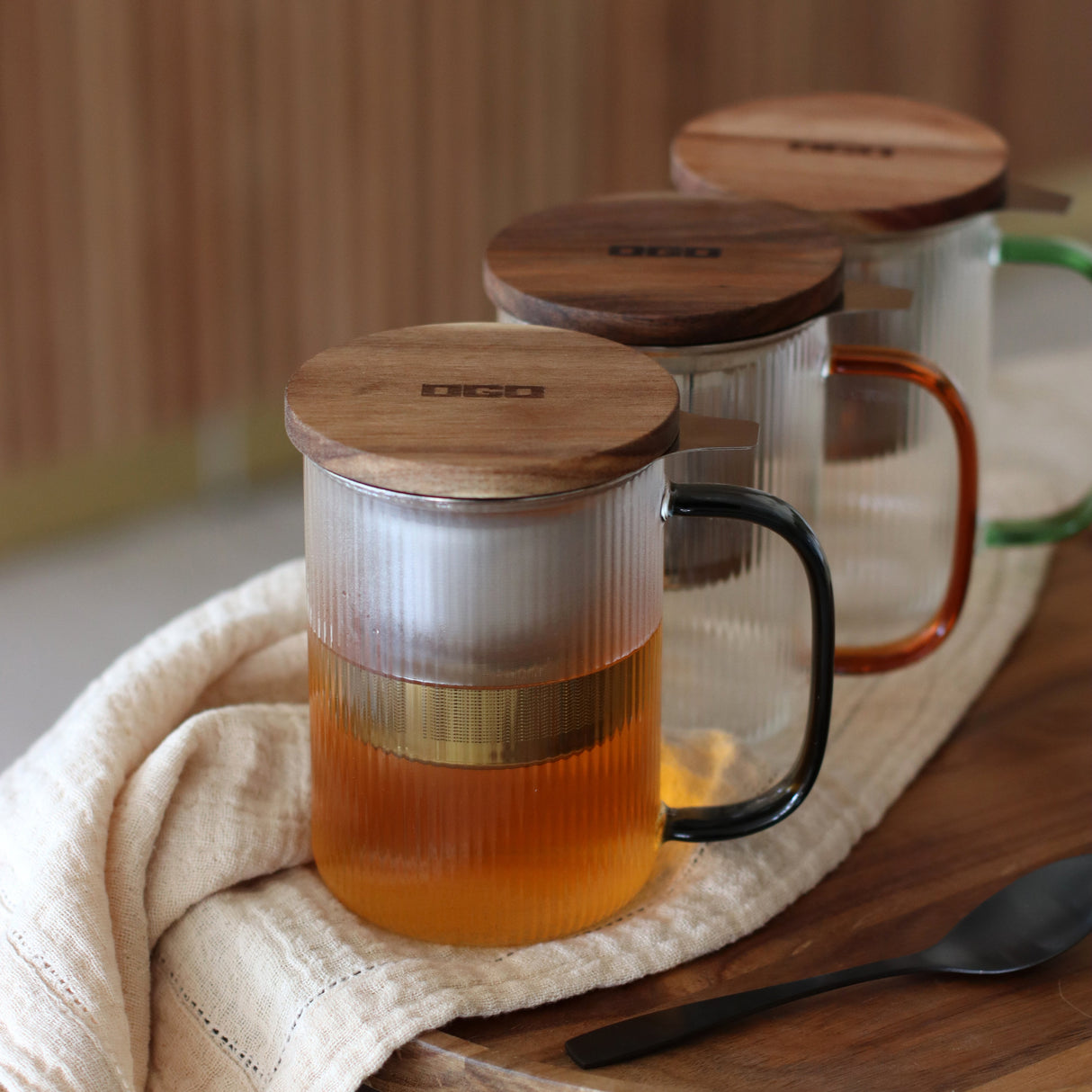 TISANIÈRE KARL 450ML EN VERRE BOROSILICATE ANSE AMBRE – Café et thé – HygiRéa