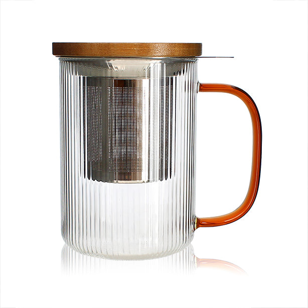 TISANIÈRE KARL 450ML EN VERRE BOROSILICATE ANSE AMBRE – Café et thé – HygiRéa