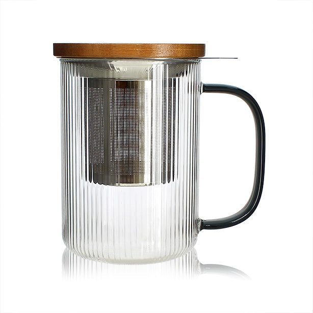 TISANIÈRE KARL 450ML EN VERRE BOROSILICATE ANSE GRAPHITE – Café et thé – HygiRéa