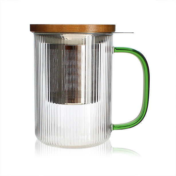 TISANIÈRE KARL 450ML EN VERRE BOROSILICATE ANSE JADE – Café et thé – HygiRéa
