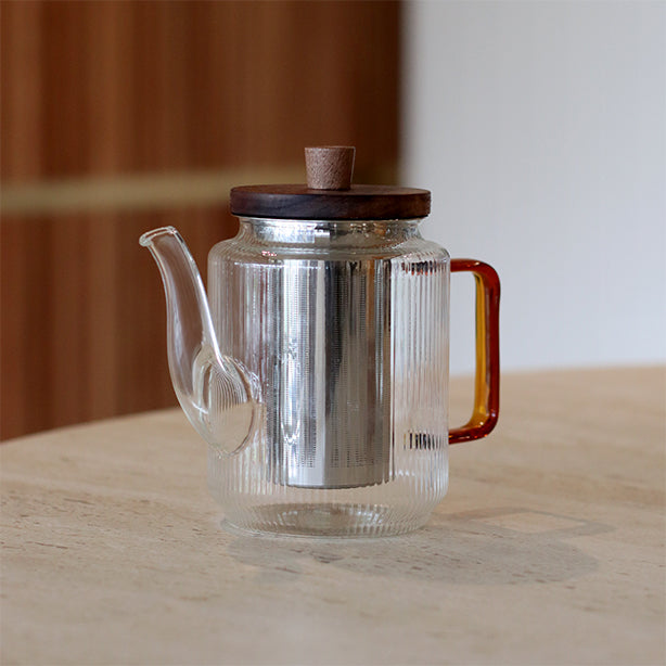 THÉIÈRE KARL 550ML EN VERRE BOROSILICATE ANSE AMBRE – Café et thé – HygiRéa