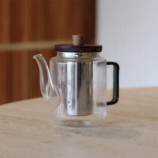 THÉIÈRE KARL 550ML EN VERRE BOROSILICATE ANSE GRAPHITE – Café et thé – HygiRéa