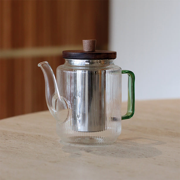 THÉIÈRE KARL 550ML EN VERRE BOROSILICATE ANSE JADE – Café et thé – HygiRéa