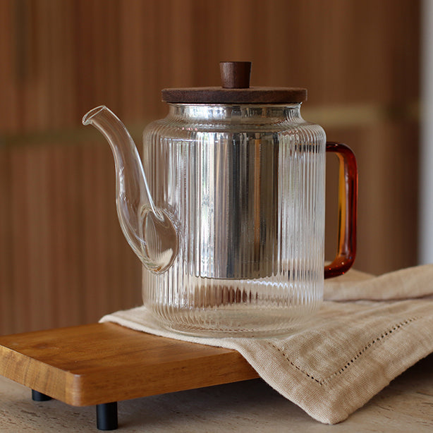 THÉIÈRE KARL 1200ML EN VERRE BOROSILICATE ANSE VERTE – Café et thé – HygiRéa