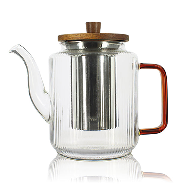 THÉIÈRE KARL 1200ML EN VERRE BOROSILICATE ANSE VERTE – Café et thé – HygiRéa