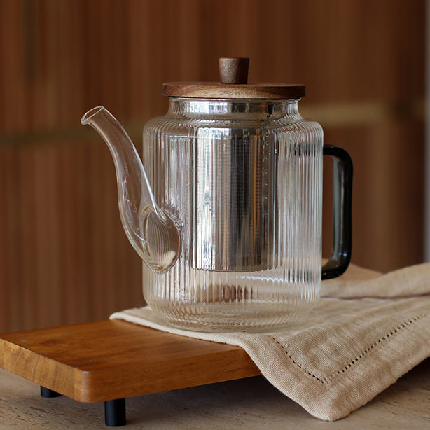 THÉIÈRE KARL 1200ML EN VERRE BOROSILICATE ANSE GRAPHITE – Café et thé – HygiRéa