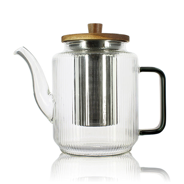 THÉIÈRE KARL 1200ML EN VERRE BOROSILICATE ANSE GRAPHITE – Café et thé – HygiRéa