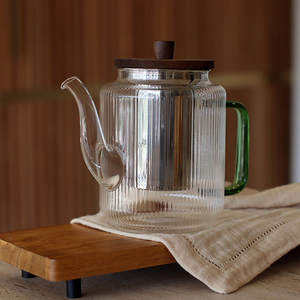 THÉIÈRE KARL 1200ML EN VERRE BOROSILICATE ANSE JADE – Café et thé – HygiRéa