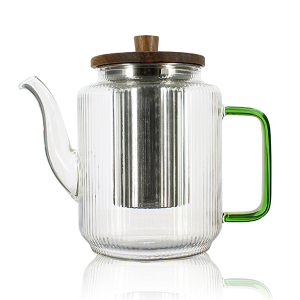 THÉIÈRE KARL 1200ML EN VERRE BOROSILICATE ANSE JADE – Café et thé – HygiRéa