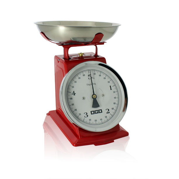 BALANCE DE CUISINE MECANIQUE ROUGE 5KG/20G – Pesage cuisine – HygiRéa