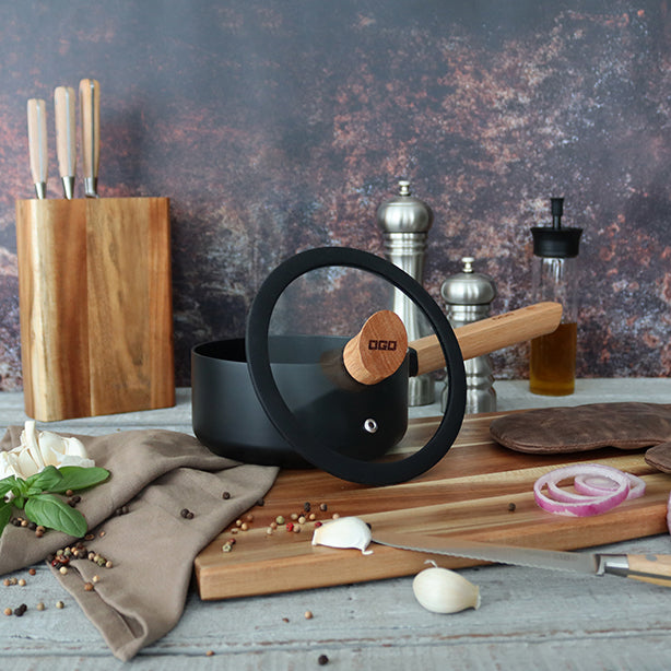 COUVERCLE ECTOR 16CM EN VERRE AVEC POIGNÉE EN BOIS – Couvercle – HygiRéa