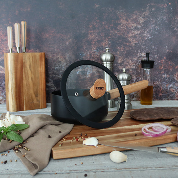 COUVERCLE ECTOR 18CM EN VERRE AVEC POIGNÉE EN BOIS – Couvercle – HygiRéa