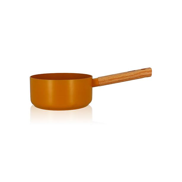 CASSEROLE ECTOR 18CM ALU REVÊTEMENT CÉRAMIQUE JAUNE AVEC MANCHE BOIS – Casserole – HygiRéa