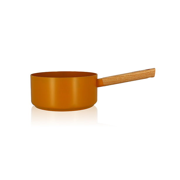 CASSEROLE ECTOR 20CM ALU REVÊTEMENT CÉRAMIQUE JAUNE AVEC MANCHE BOIS – Casserole – HygiRéa