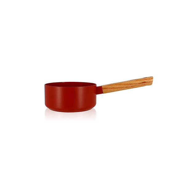 CASSEROLE ECTOR 16CM EN ALUMINIUM PAPRIKA AVEC MANCHE EN BOIS – Casserole – HygiRéa