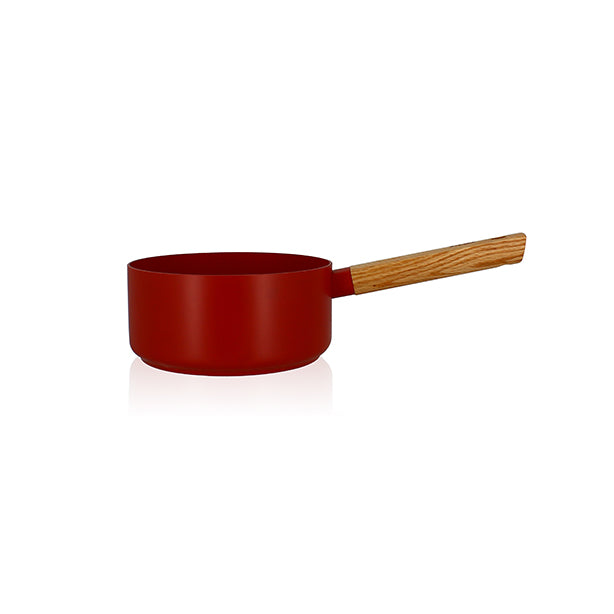 CASSEROLE ECTOR 18CM EN ALUMINIUM PAPRIKA AVEC MANCHE EN BOIS – Casserole – HygiRéa