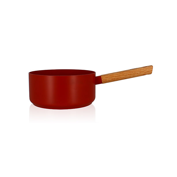 CASSEROLE ECTOR 20CM EN ALUMINIUM PAPRIKA AVEC MANCHE EN BOIS – Casserole – HygiRéa