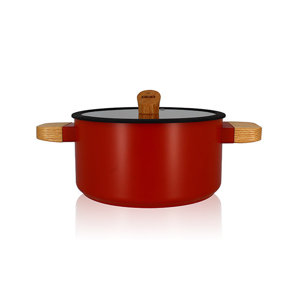 FAITOUT ECTOR 24CM EN ALUMINIUM PAPRIKA AVEC MANCHE EN BOIS – Faitout, traiteur et marmite – HygiRéa