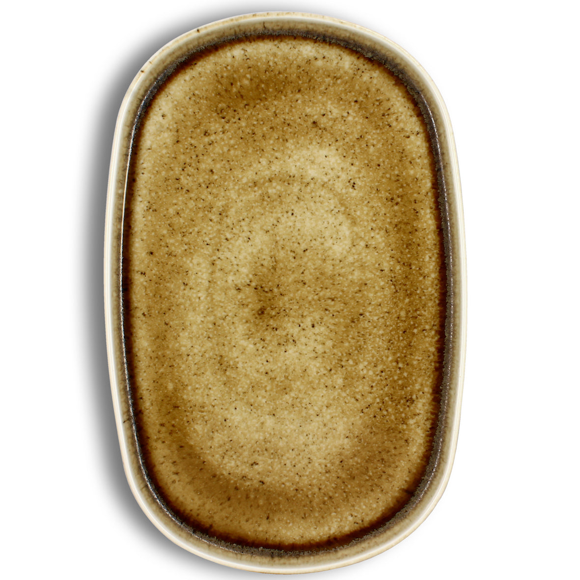 PLAT OVALE STACK 34CM EN PORCELAINE MARRON – Assiette – HygiRéa