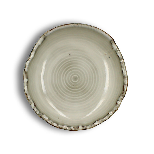 ASSIETTE COUPE NAKURU 22.5CM EN GRÈS GRIS ET BEIGE – Assiette – HygiRéa