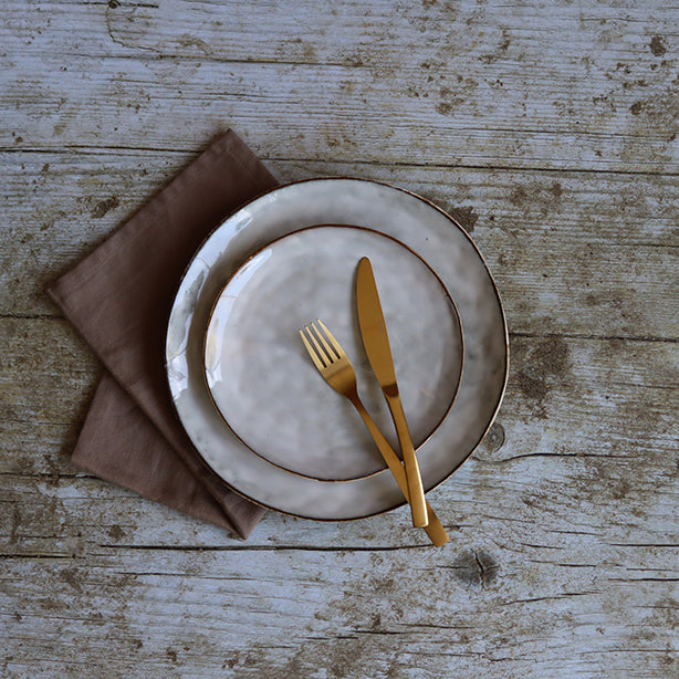 ASSIETTE DESSERT BORAL 20.5CM EN GRÈS BEIGE CLAIR – Assiette – HygiRéa