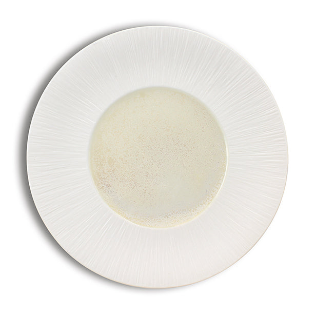 ASSIETTE PLATE URUS 31CM EN PORCELAINE BEIGE ET BLANC – Assiette – HygiRéa