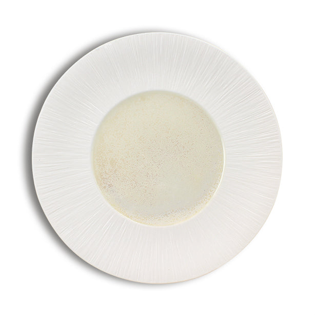 ASSIETTE PLATE URUS 28.5CM EN PORCELAINE BEIGE ET BLANC – Assiette – HygiRéa