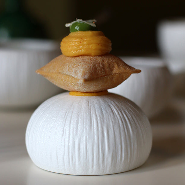 BOL URUS 8CM EN PORCELAINE BEIGE ET BLANC – Petit déjeuner – HygiRéa