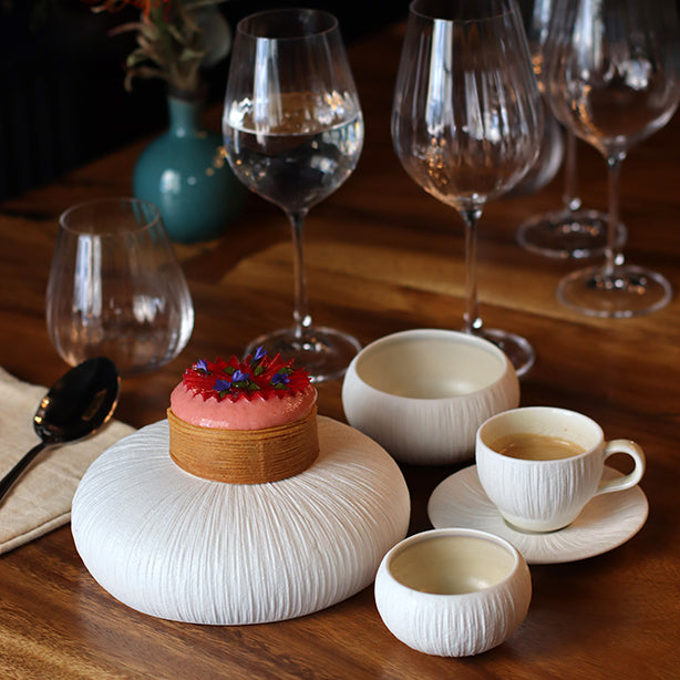 BOL URUS 10CM EN PORCELAINE BEIGE ET BLANC – Petit déjeuner – HygiRéa