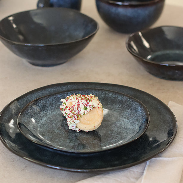 ASSIETTE À DESSERT COSTA 21CM EN GRÈS BLEU – Assiette – HygiRéa