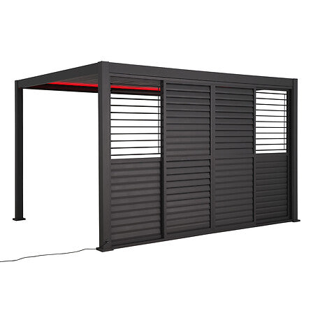 Persiennes coulissantes pour pergola Evora côté 3,6 m graphite – – HygiRéa