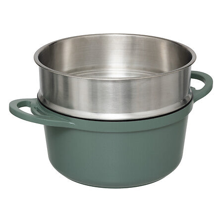Cocotte avec panier et ustensile 24 cm fonte d'aluminium vert