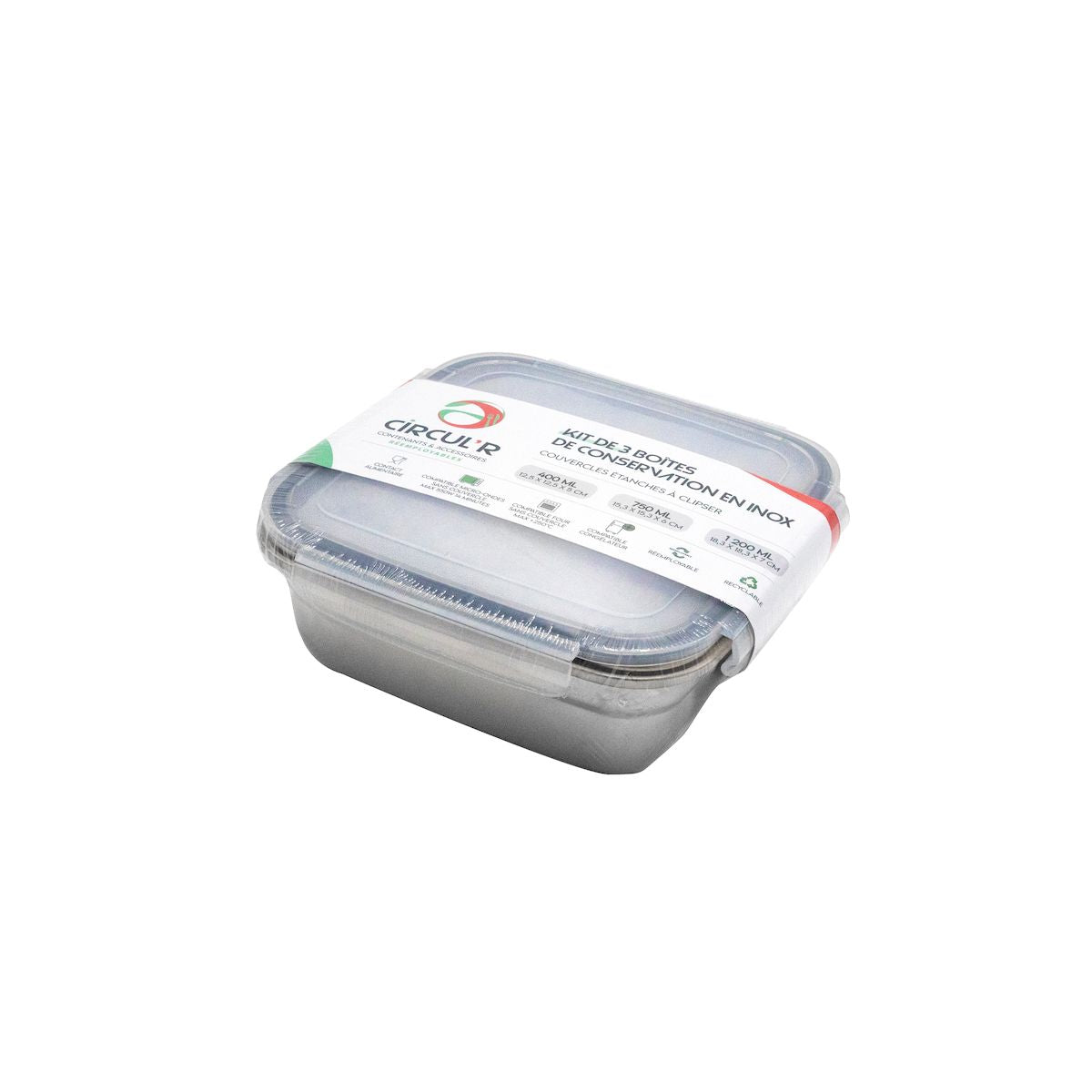Boîtes inox réemployables avec couvercles à clipser – Vaisselle Réemployables – HygiRéa