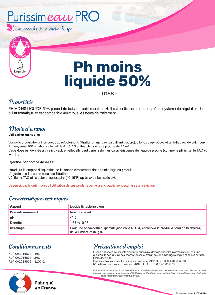 PH - LIQUIDE 50% – Equilibre de l'eau – HygiRéa