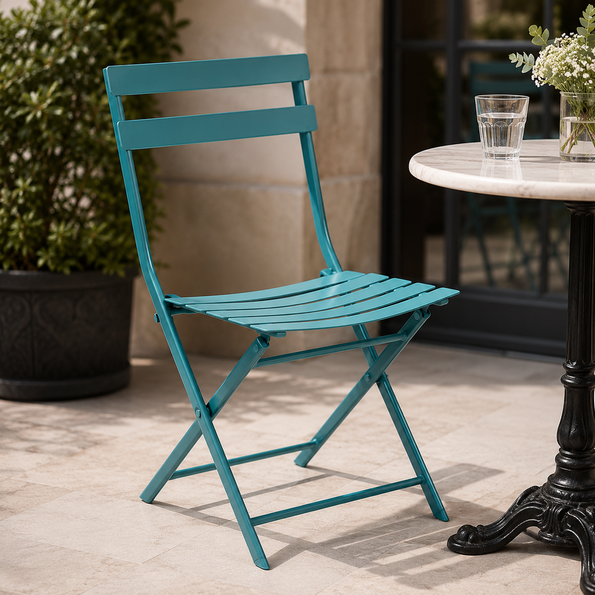 CHAISE PLIANTE GREENSBORO BLEU CANARD
