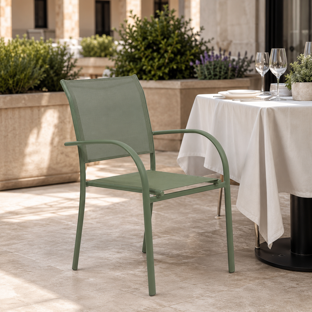 FAUTEUIL REPAS EMPILABLE PIAZZA ALUMINIUM LAURIER