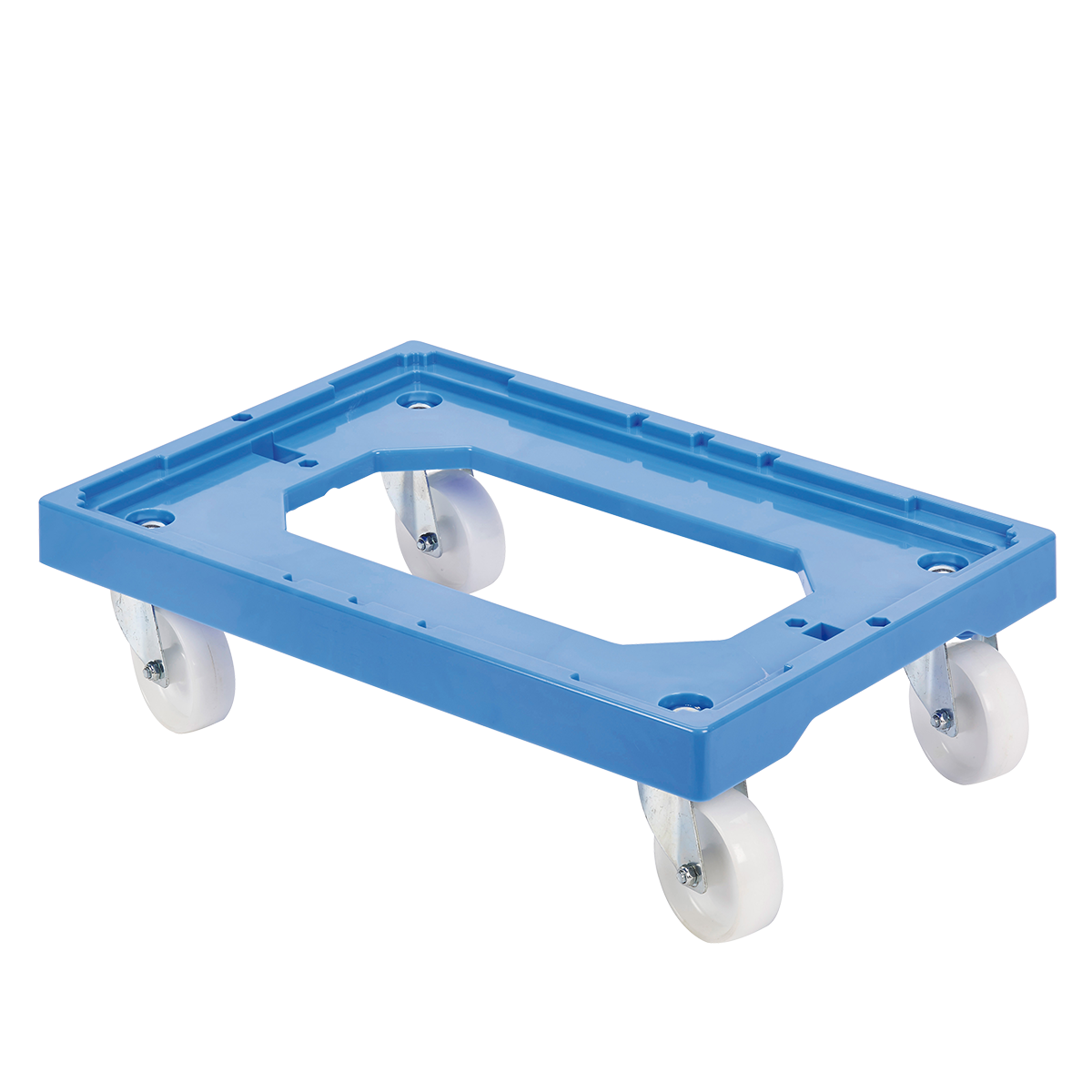 SOCLE BLEU 4 ROUES CHAPE ACIER – Socle rouleur 4 roues – HygiRéa