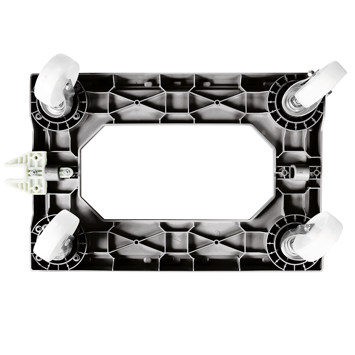 SOCLE NOIR 4 ROUES CHAPE ACIER – Socle rouleur 4 roues – HygiRéa