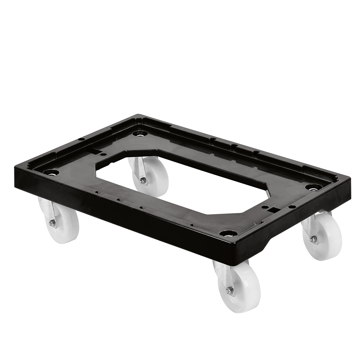 SOCLE NOIR 4 ROUES CHAPE ACIER – Socle rouleur 4 roues – HygiRéa