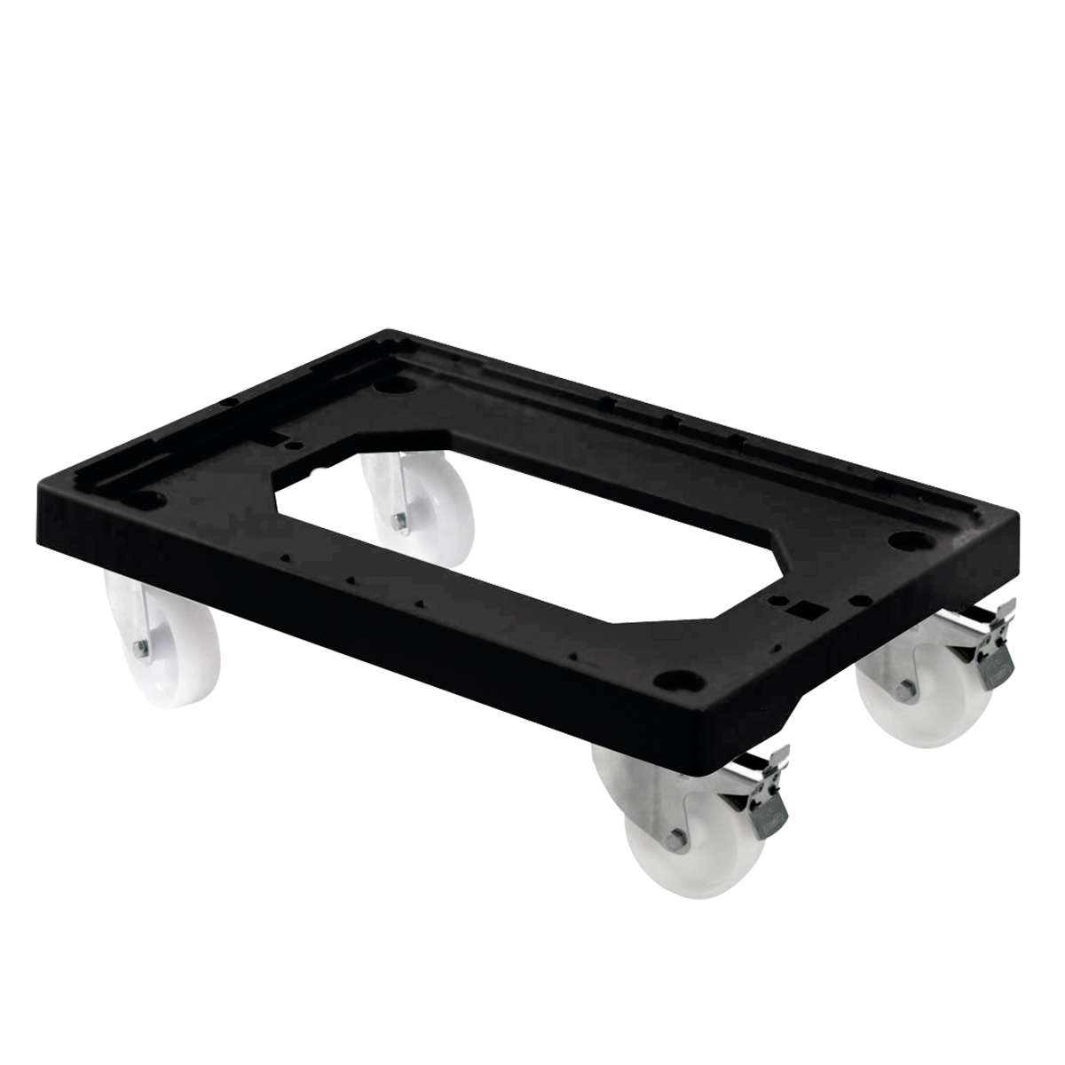 SOCLE NOIR 4 R 2 FREINS CHAPE ACIER – Socle rouleur 4 roues – HygiRéa