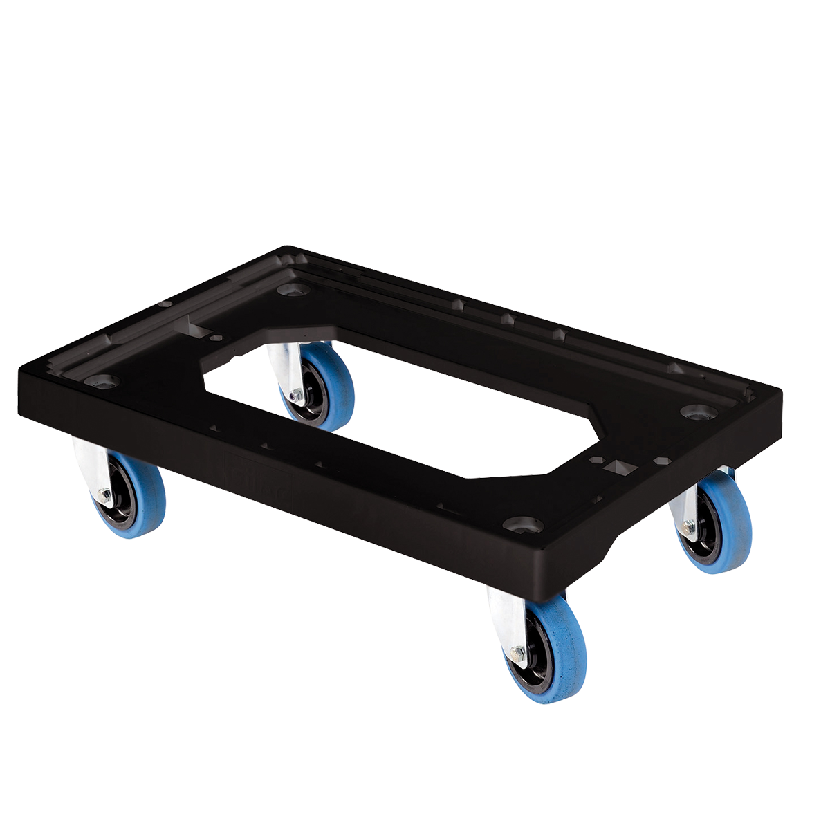 SOCLE NOIR 4 R. SILENCE CHAPE INOX – Socle rouleur 4 roues – HygiRéa