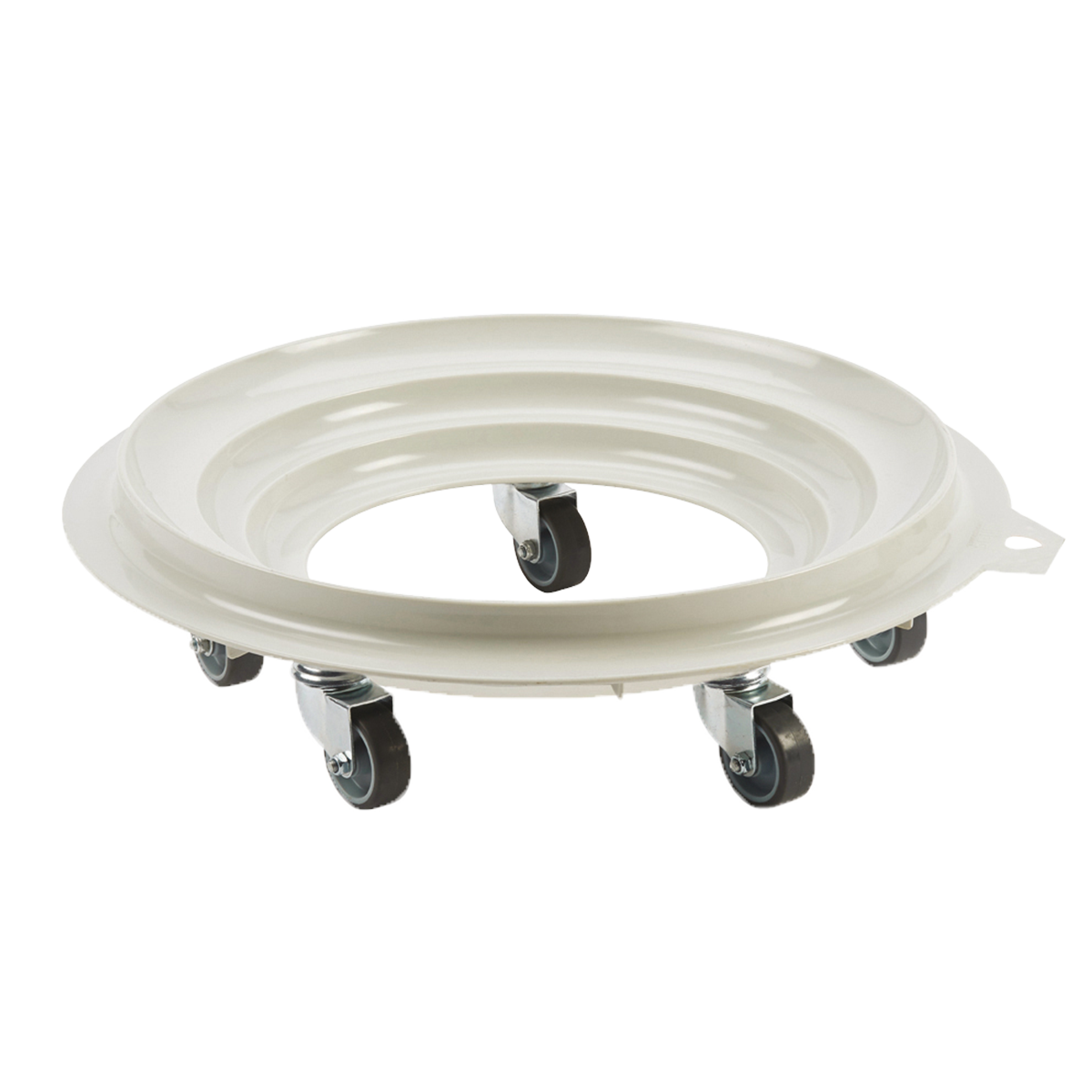SOCLE ROND GRIS 5 ROUES CHAPE ACIER – Socle rouleur rond 5 roues – HygiRéa