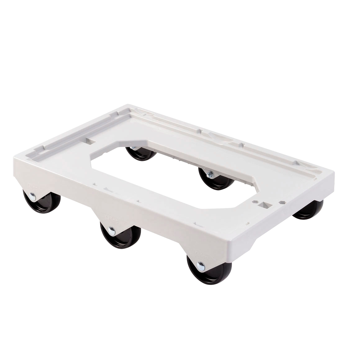 SOCLE GRIS 6 ROUES AXE INOX – Socle rouleur 6 roues – HygiRéa