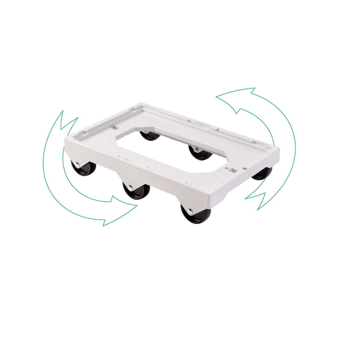 SOCLE GRIS 6 ROUES AXE ACIER – Socle rouleur 6 roues – HygiRéa