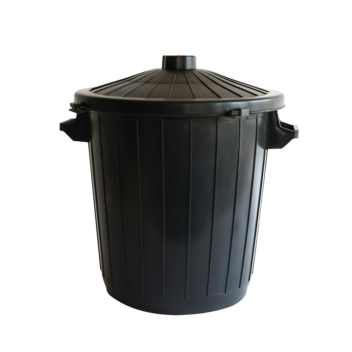 POUBELLE ECO + COUVERCLE 50L NOIR – Poubelle ronde – HygiRéa