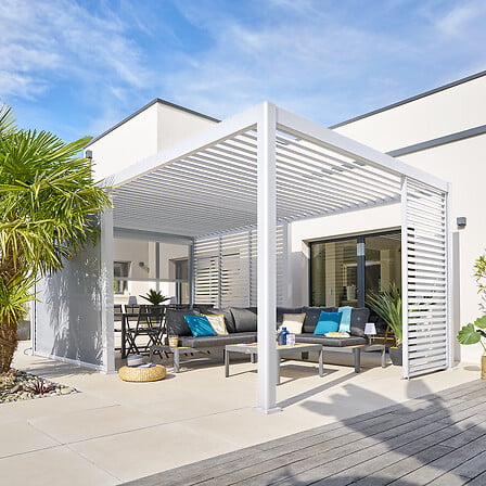PERGOLA ELECTRIQUE EVORA 6 x 3,6 M ALUMINIUM BLANC