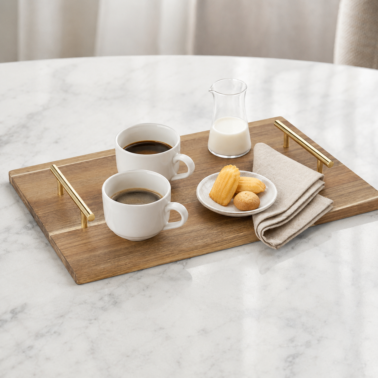 PLATEAU MINA GOLD 30 X 40 CM ACACIA