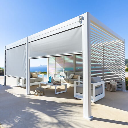 STORE 3 M POUR PERGOLA EVORA 3,6 x 6 M TEXALINE GRIS BLANC