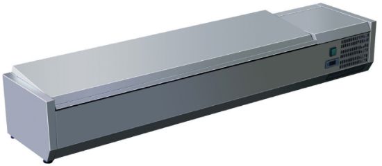 VITRINE RÉFRIGÉRÉE À POSER AVEC COUVERCLE INOX - 9 BACS GN 1/3