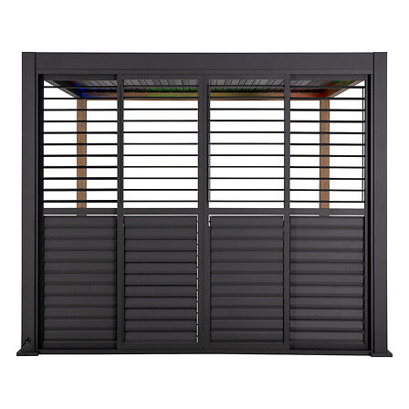 Persiennes coulissantes pour pergola Evora côté 3,6 m graphite – – HygiRéa